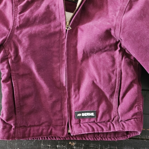 Berne Toddler Girl 2T Purple Denim Hooded Jacket Coat Sherpa Lining Workwear - Picture 4 of 5
